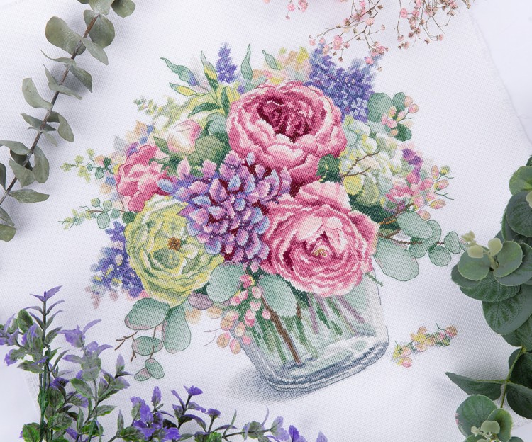 Набор для вышивания Панна C-7306 Букет с пионами