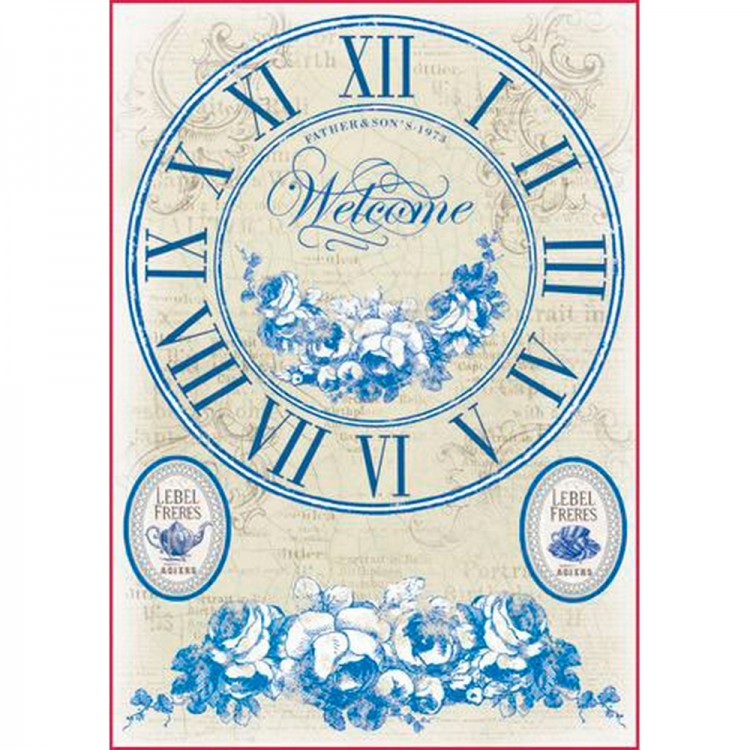 Stamperia DFSA4068 Бумага рисовая "Синие часы"