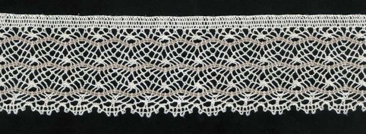 IEMESA 1888/R0 Плетеное хлопковое кружево, ширина 35 мм, цвет светло-бежевый с серым