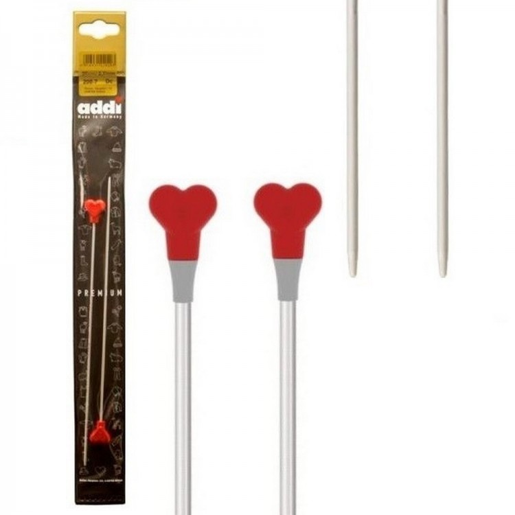 Addi 206-7 Спицы прямые с пластиковым сменным наконечником addiTop, алюминий 20см