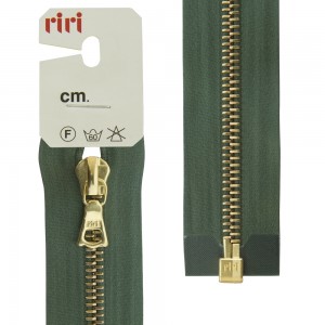 Riri 3503219/70/5861 Молния металлическая, разъемная, на атласной тесьме, 6 мм, 70 см, зеленый холодный