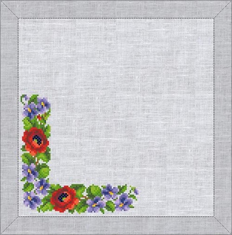 Мережка Q-02 Бордюр с маками и анютиными глазками