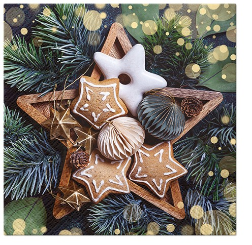 PAW Decor Collection SDL233400 Салфетка трехслойная для декупажа "Пряничные звездочки"