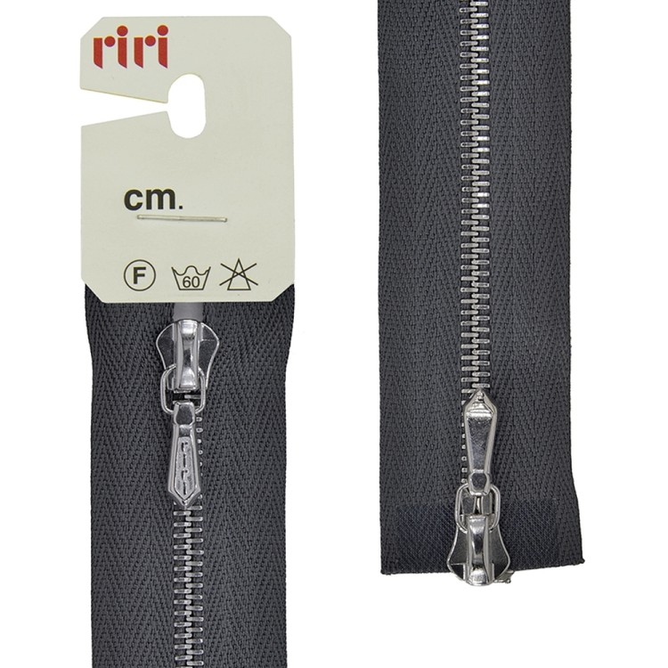 Riri 3301120/80/2109 Молния металлическая, разъемная, 2 замка, 4 мм, 80 см, темно-серый