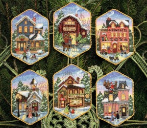 Dimensions 08785USA Cristmas Village Ornaments (Рождественские деревенские украшения)