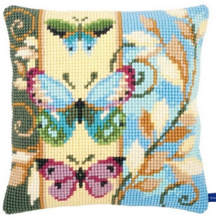 Набор для вышивания Vervaco PN-0154716 Подушка "Декоративные бабочки"