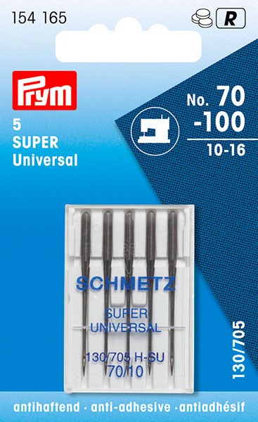 Prym 154165 Набор игл для швейных машин с плоской колбой 130/705 H-SU Super