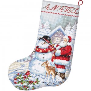 LetiStitch L8016 Snowman and Santa Stocking