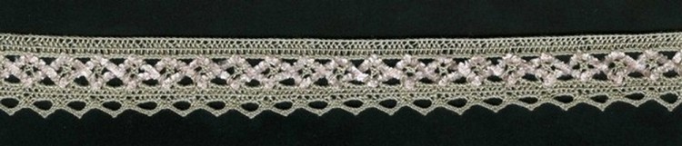 IEMESA 1889/X5 Кружево плетеное смесовое, ширина 22 мм, цвет бежевый с серым и бледно-розовым