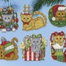 Набор для вышивания Design Works 5917 Елочные игрушки "Рождественские котята"