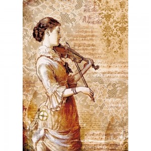 Stamperia DFSA4269 Бумага рисовая мини - формат "Стимпанк женщина со скрипкой"