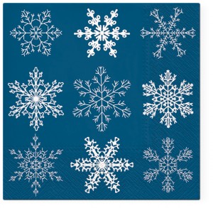 PAW Decor Collection TL801605 Салфетка трехслойная "Большие снежинки - синий"