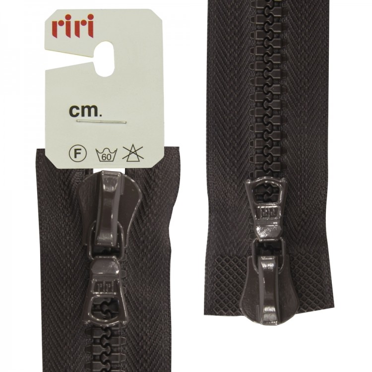 Riri 6016575/80/2226 Молния тракторная, разъемная, 2 замка, 8 мм, 80 cм, темный шоколад