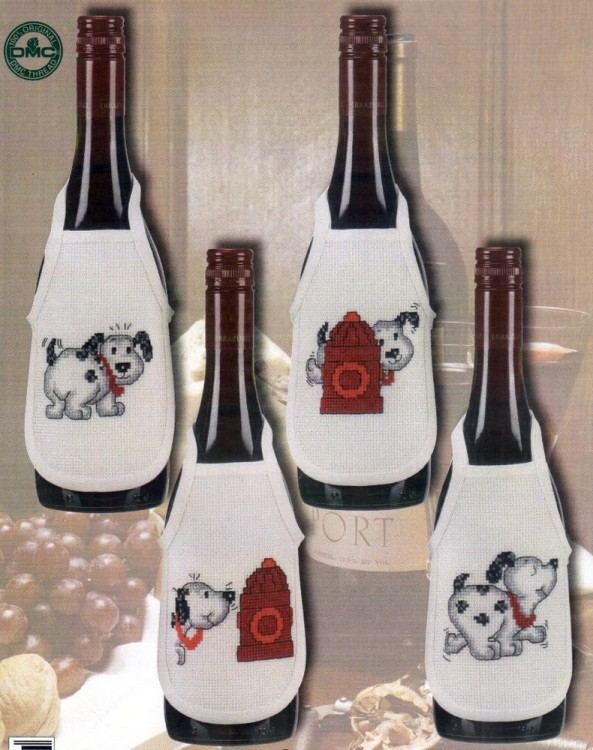 Набор для вышивания Permin 78-9303 Фартучки на бутылки "Собачки"