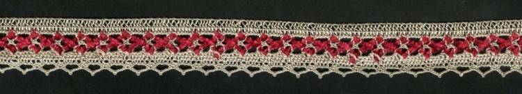 IEMESA 1889/X6 Кружево плетеное смесовое, ширина 22 мм, цвет бежевый с серым и бордовым