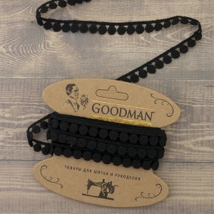 Goodman G-4634.13 Кружево гипюр, ширина 12 мм, цвет черный, 4.5 м