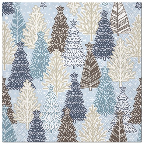 PAW Decor Collection SDL097305 Салфетка трехслойная для декупажа "Блестящие ели голубые"