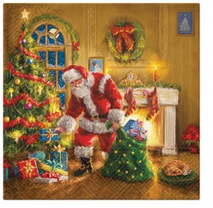 PAW Decor Collection SDL231800 Салфетка трехслойная для декупажа "Дед Мороз пришел..."