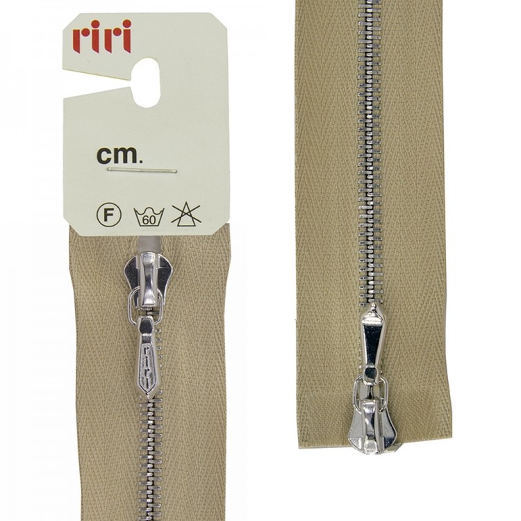 Riri 3301120/80/2230 Молния металлическая, разъемная, 2 замка, 4 мм, 80 см, светло-бежевый