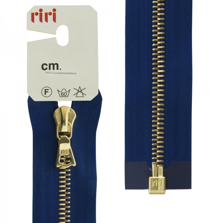 Riri 3503219/70/9603 Молния металлическая, разъемная, на атласной тесьме, 6 мм, 70 см, синий