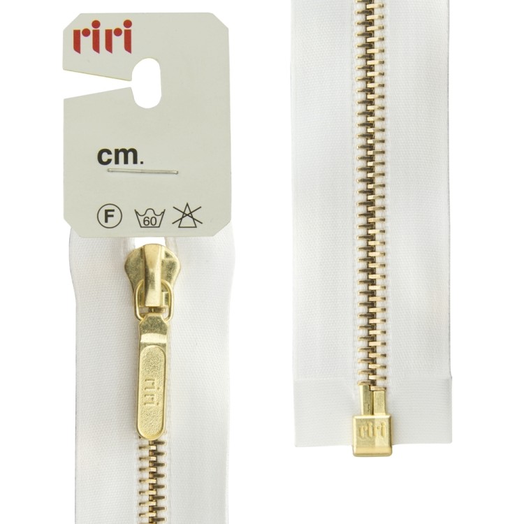 Riri 3503325/60/2101 Молния металлическая, разъемная, на атласной тесьме, 6 мм, 60 см, белый