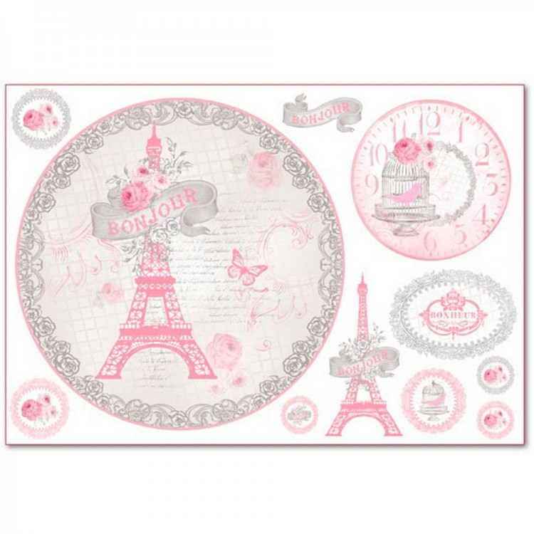 Stamperia DFS297 Бумага рисовая "La Vie en Rose Tour Eiffel"