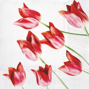 PAW Decor Collection SDL061800 Салфетка трехслойная для декупажа "Красные тюльпаны"