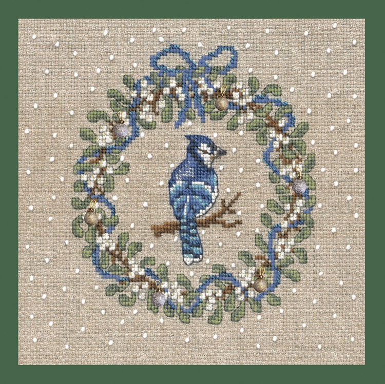 Набор для вышивания Le Bonheur des Dames 2688 January Wreath Jay Bird (Январский Венок Сойка)