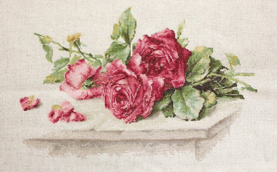 Набор для вышивания «Luca-S» G506 Красные розы в белой вазе18 х 28 см
