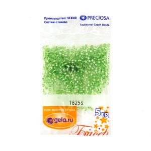 Preciosa Ornela 18256 Зеленый, серебряная линия внутри бисер 10/0 5 г