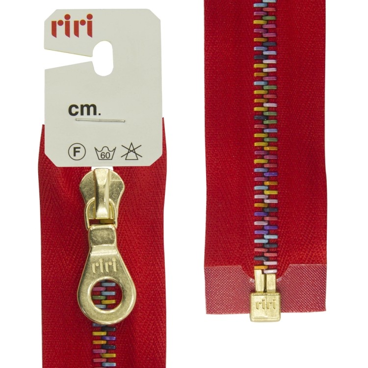 Riri 3513883/80/2407 Молния металлическая, разъемная, разноцветное звено, 6 мм, 80 см, красный