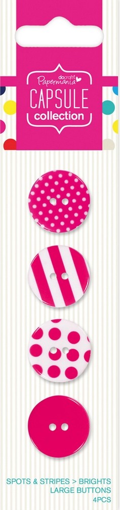 Docrafts PMA354406 Набор пуговиц Spots & Stripes Brights - Pink