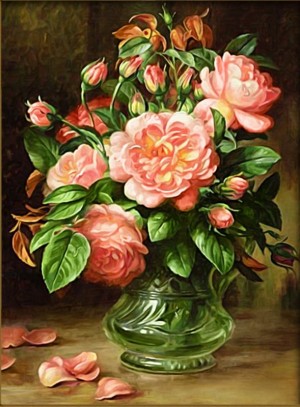 Алмазная живопись АЖ-4047 Розы в вазе