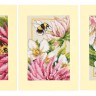 Набор для вышивания Lanarte PN-0221133 Открытки "Pink Silk Dahlia" (Розовый шелковый георгин) 3 шт.
