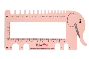 KnitPro 10994 Линейка для определения размера спиц и плотности вязания "Слон" с резаком для нити