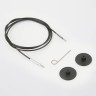 KnitPro Тросик для съемных спиц, заглушки 2шт, кабельный ключик, черный