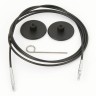 KnitPro Тросик для съемных спиц, заглушки 2шт, кабельный ключик, черный