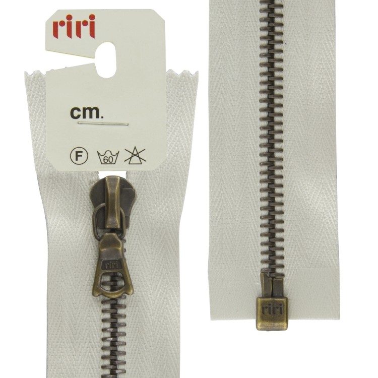 Riri 3523224/60/2111 Молния металлическая, разъемная, 6 мм, 60 см, бело-бежевый светлый
