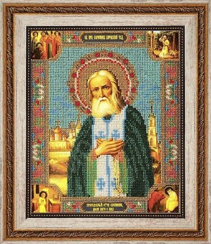 Мир багета 27БК 387-181_ПЛ Рама для иконы "Серафим Саровский" Радуга бисера