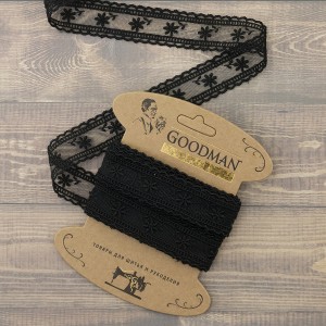 Goodman T-3006.13 Кружево-вышивка на тюле, ширина 30 мм, цвет черный, 4.5 м