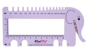 KnitPro 10995 Линейка для определения размера спиц и плотности вязания "Слон" с резаком для нити