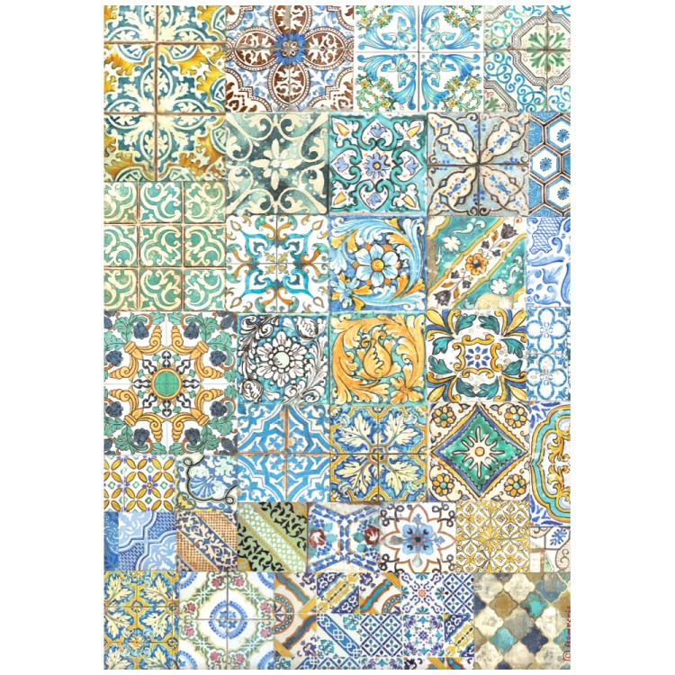 Stamperia DFSA4740 Бумага рисовая "Blue Dream tiles"