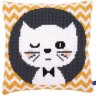 Набор для вышивания Vervaco PN-0155152 Подушка "Подмигивающий котенок"