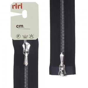 Riri 3301120/90/2110 Молния металлическая, разъемная, 2 замка, 4 мм, 90 см, черный