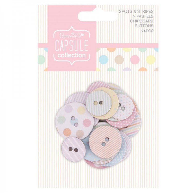 Docrafts PMA355002 Набор пуговиц картонных Spots & Stripes Pastels
