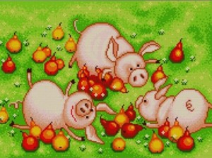 Конек 1394 Свинки в грушах