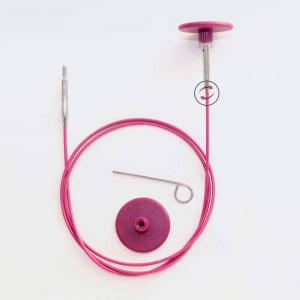 KnitPro Тросик поворотный для съемных спиц, заглушки 2шт, кабельный ключик, фиолетовый