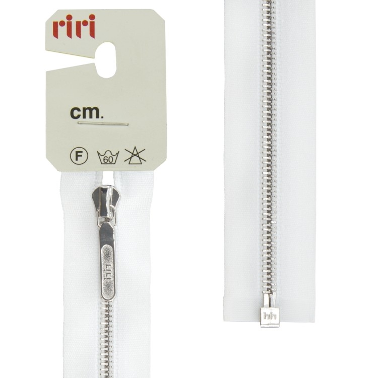 Riri 3000290/60/2101 Молния металлическая, разъемная, на атласной тесьме, 4 мм, 60 см, белый