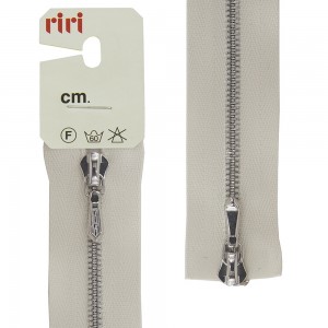 Riri 3301120/90/2111 Молния металлическая, разъемная, 2 замка, 4 мм, 90 см, бело-бежевый светлый