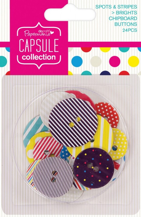 Docrafts PMA355004 Набор пуговиц картонных Spots & Stripes Brights